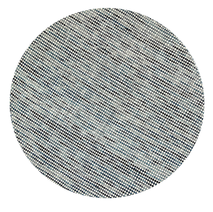  Natural Fibres Scandi Nord Teal Blue Reversible Wool Round Hand Woven Floor Rug  - 6