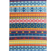  Natural Fibres Chatai Blue Tribal Recycled Plastic Indoor Outdoor Hand Woven Floor Rug  - 2