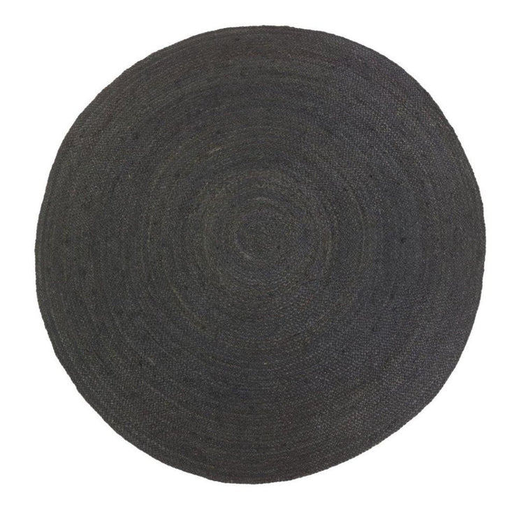  Natural Fibres Jute - Bindi Black Natural Jute Hand Woven Circular Hand Woven Floor Rug  - 1