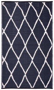  Natural Fibres Nairobi Black and WHITE  Recycled Plastic Indoor Outdoor Hand Woven Floor Rug  - 2