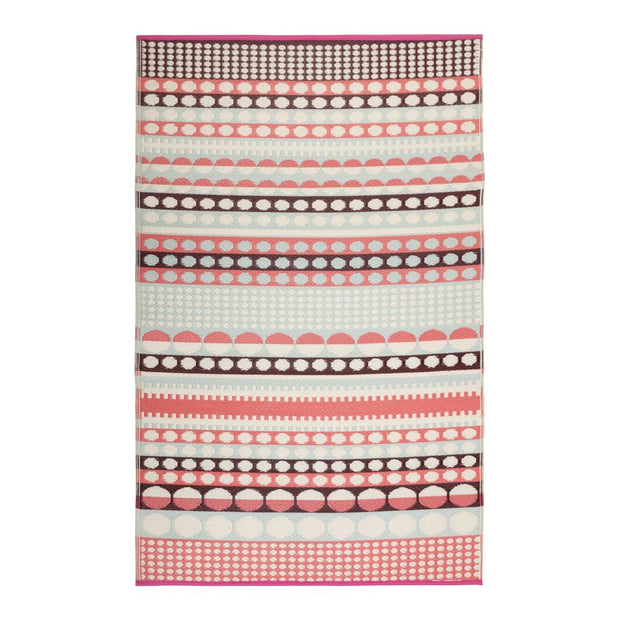  Natural Fibres Rovaniemi Pink and Blue  Recycled Plastic Indoor Outdoor Hand Woven Floor Rug  - 1