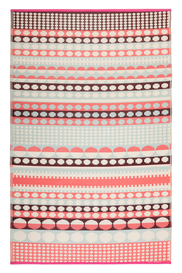  Natural Fibres Rovaniemi Pink and Blue  Recycled Plastic Indoor Outdoor Hand Woven Floor Rug  - 2
