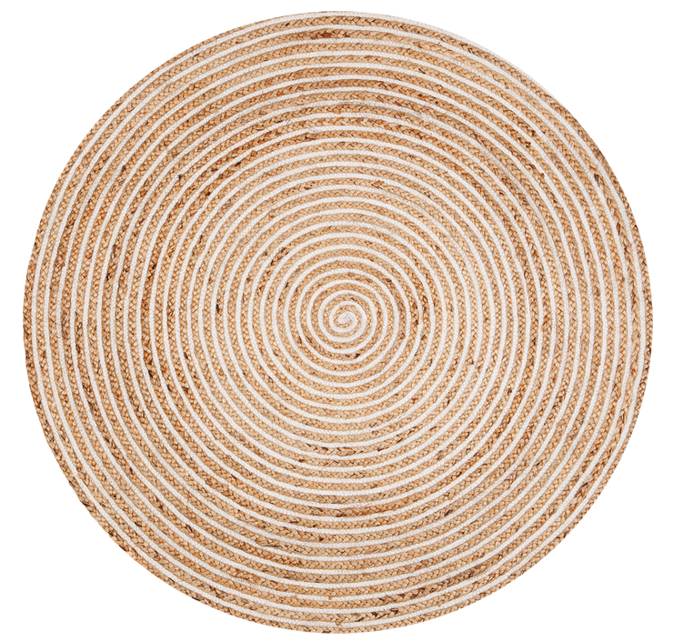  Natural Fibres Jute - Plumeria Hand Braided Round Hand Woven Floor Rug  - 4