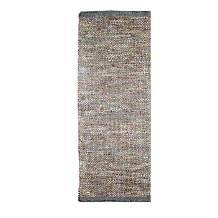  Natural Fibres Daisy Grey Runner - Modern Flat Weave Pure Wool Fully Reversible Hand Woven Floor Rug  - 1