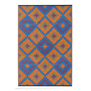  Natural Fibres Saman Blue & Orange  Recycled Plastic Indoor Outdoor Hand Woven Floor Rug  - 1
