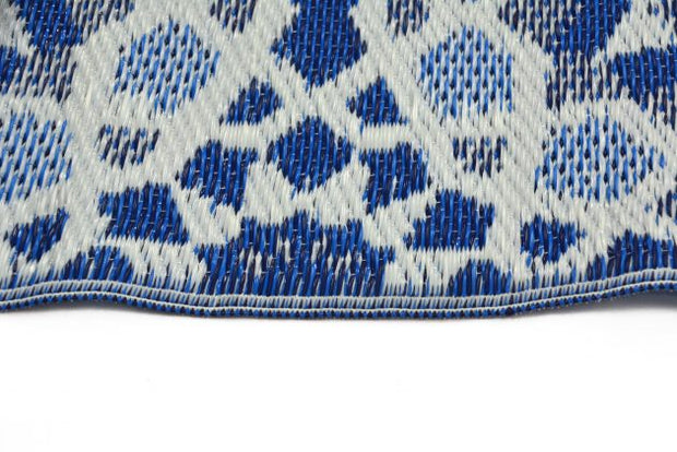  Natural Fibres Kaleidoscope  Blue and White Outdoor Hand Woven Floor Rug  - 4