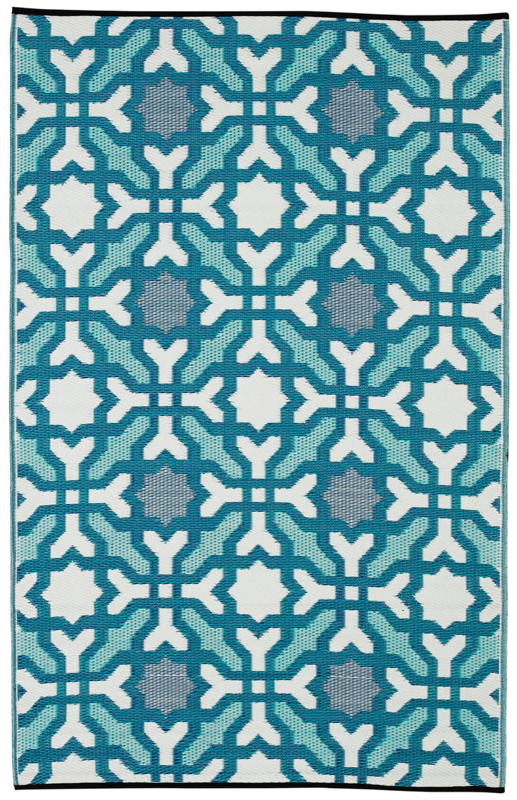  Natural Fibres Seville Blue  Recycled Plastic Indoor Outdoor Hand Woven Floor Rug  - 3