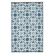  Natural Fibres Seville Blue  Recycled Plastic Indoor Outdoor Hand Woven Floor Rug  - 1