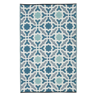  Natural Fibres Seville Blue  Recycled Plastic Indoor Outdoor Hand Woven Floor Rug  - 1