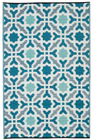  Natural Fibres Seville Blue  Recycled Plastic Indoor Outdoor Hand Woven Floor Rug  - 2