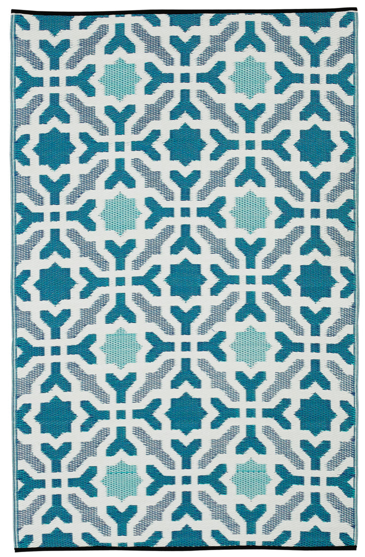  Natural Fibres Seville Blue  Recycled Plastic Indoor Outdoor Hand Woven Floor Rug  - 2