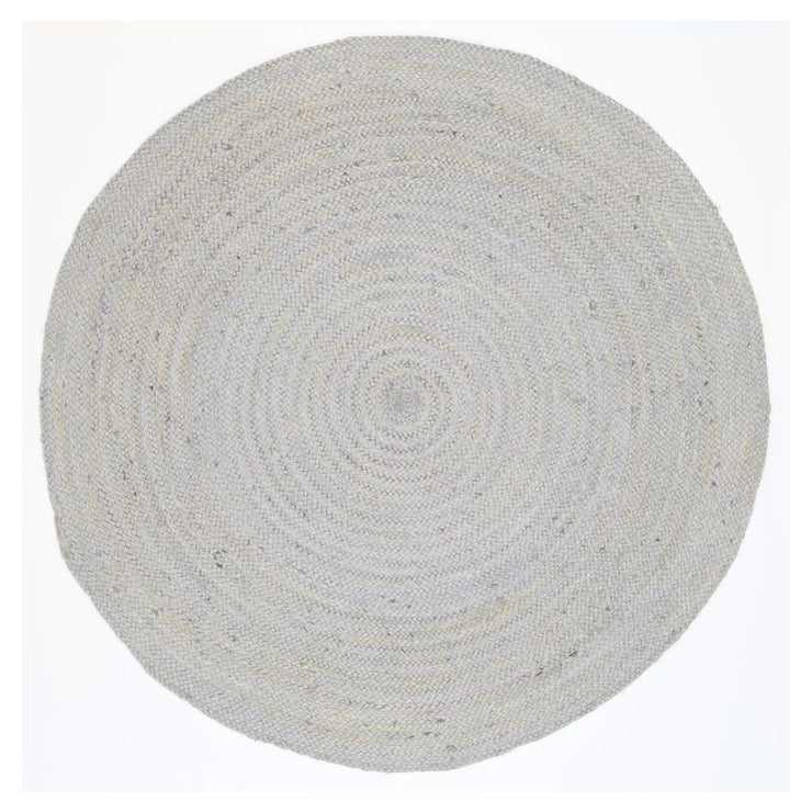  Natural Fibres Classic Silver Hand Woven Jute Round Hand Woven Floor Rug - 1