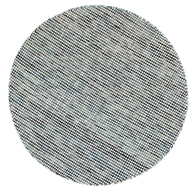  Natural Fibres Scandi Nord Teal Blue Reversible Wool Round Hand Woven Floor Rug  - 2