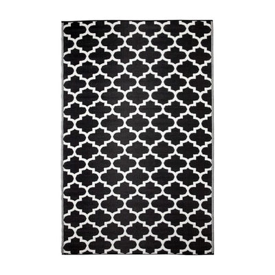  Natural Fibres Tangier Black and White  Recycled Plastic Indoor Outdoor Hand Woven Floor Rug  - 1