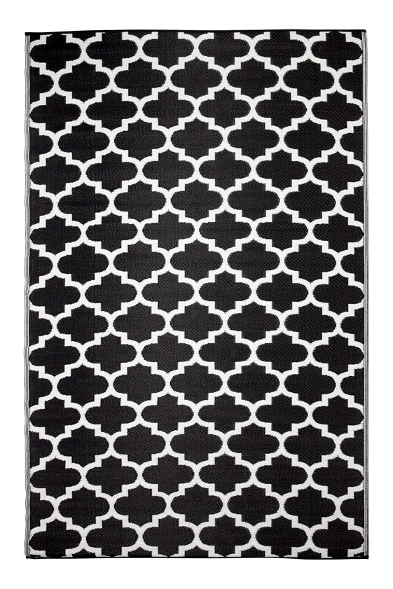  Natural Fibres Tangier Black and White  Recycled Plastic Indoor Outdoor Hand Woven Floor Rug  - 2