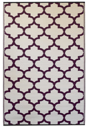  Natural Fibres Tangier Purple & White  Recycled Plastic Indoor Outdoor Hand Woven Floor Rug  - 3