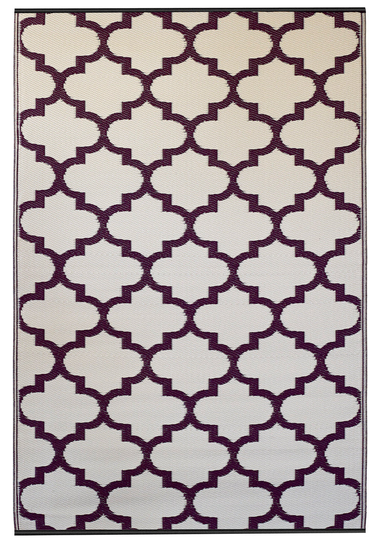  Natural Fibres Tangier Purple & White  Recycled Plastic Indoor Outdoor Hand Woven Floor Rug  - 3