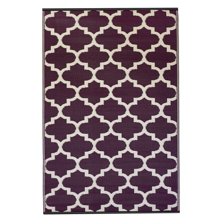 Natural Fibres Tangier Purple & White  Recycled Plastic Indoor Outdoor Hand Woven Floor Rug  - 1