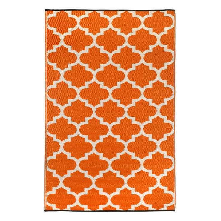  Natural Fibres Tangier Orange & White  Recycled Plastic Indoor Outdoor Hand Woven Floor Rug  - 1