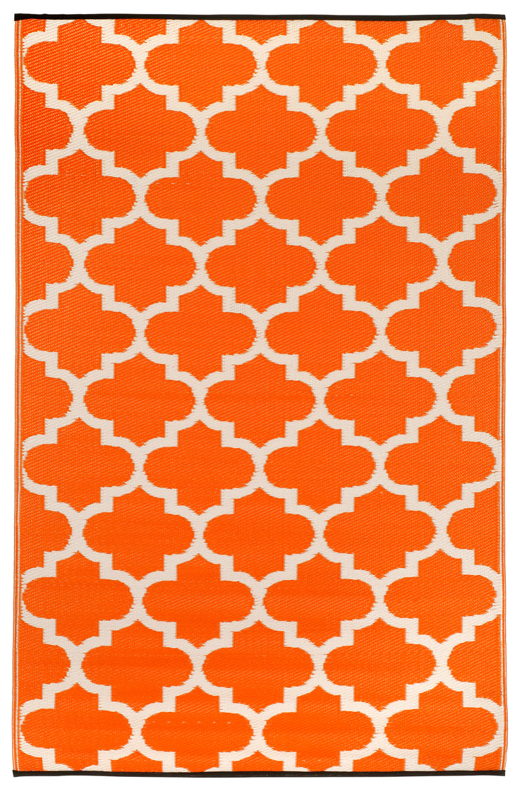  Natural Fibres Tangier Orange & White  Recycled Plastic Indoor Outdoor Hand Woven Floor Rug  - 2