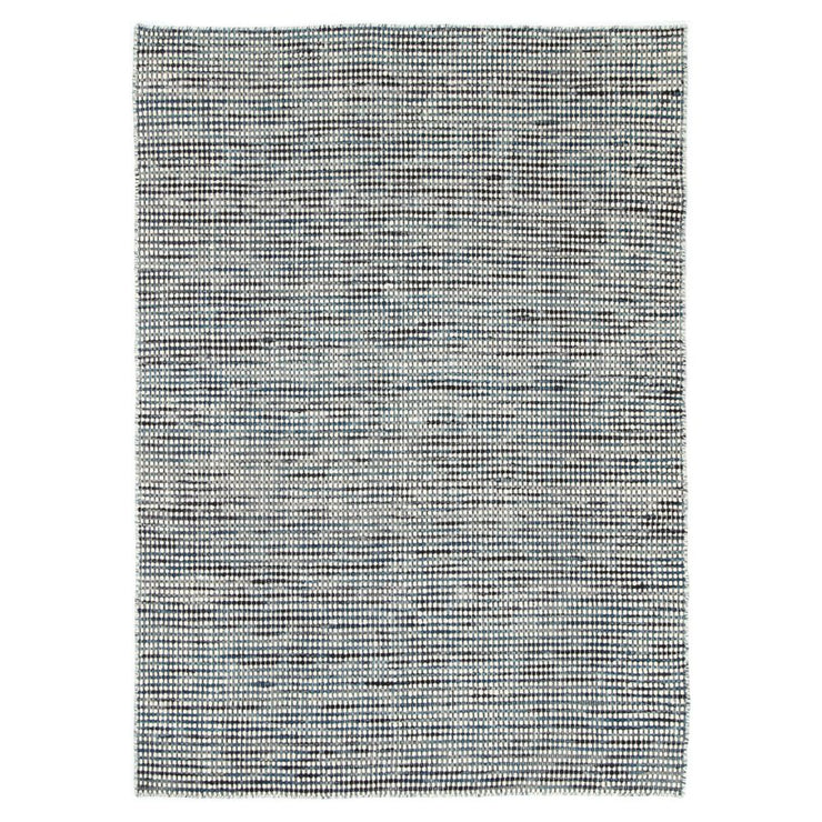  Natural Fibres Scandi Nord Teal Blue Reversible Wool Round Hand Woven Floor Rug  - 1