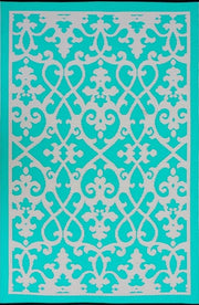  Natural Fibres Venice Turquoise  Recycled Plastic Indoor Outdoor Hand Woven Floor Rug  - 4