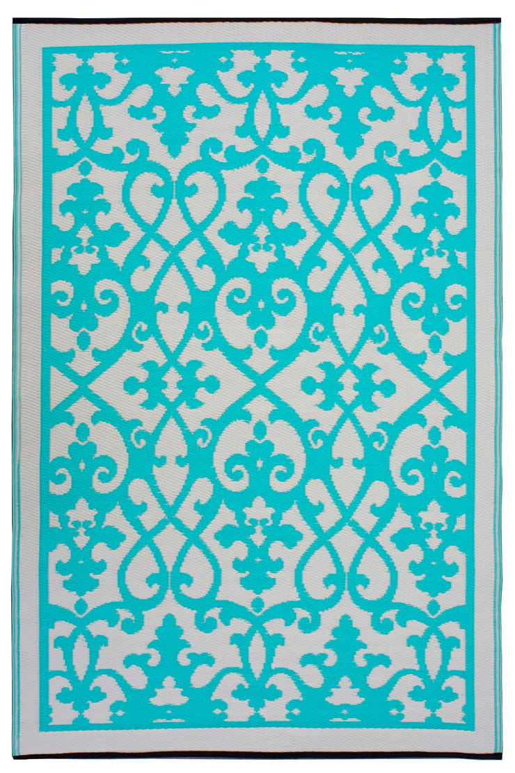  Natural Fibres Venice Turquoise  Recycled Plastic Indoor Outdoor Hand Woven Floor Rug  - 3