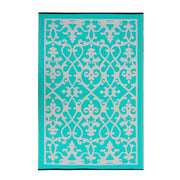  Natural Fibres Venice Turquoise  Recycled Plastic Indoor Outdoor Hand Woven Floor Rug  - 1