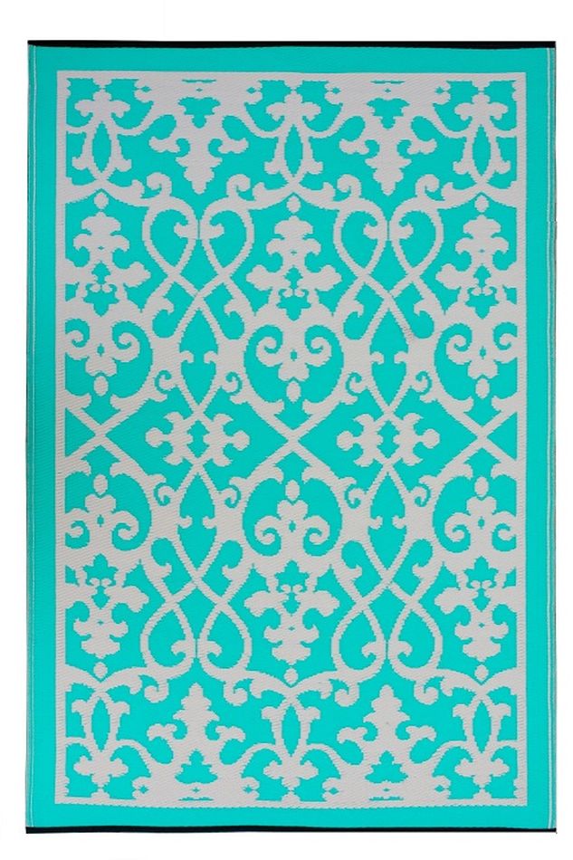  Natural Fibres Venice Turquoise  Recycled Plastic Indoor Outdoor Hand Woven Floor Rug  - 2