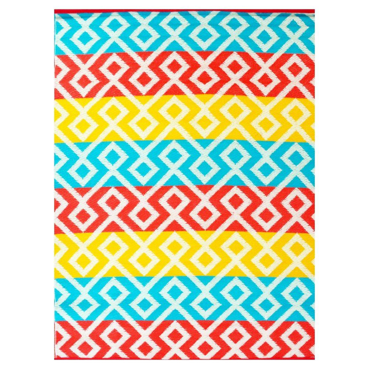 Angles Orange and Yellow Multi Indoor Outdoor Washable Recycled Plastic Floor Rug