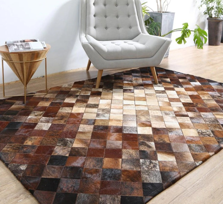  Natural Fibres Custom Made Cowhide Hand Woven Floor Rugs - 1