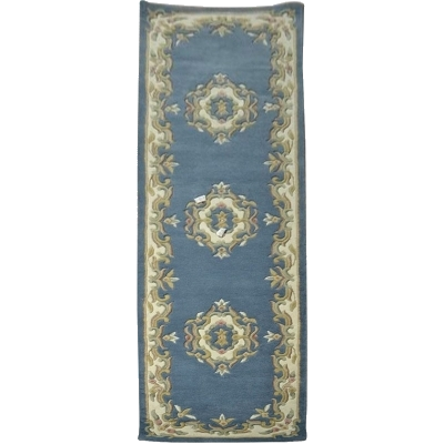  Natural Fibres Jewel Blue - Hand Tufted wool Hand Woven Floor Rug Runner  - 1