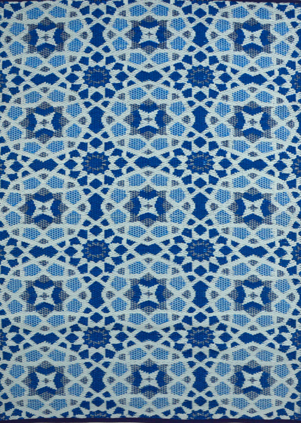  Natural Fibres Kaleidoscope  Blue and White Outdoor Hand Woven Floor Rug  - 2