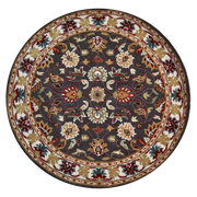 Kashan Grey / Cream - Hand Tufted Wool Circular Floor Rug