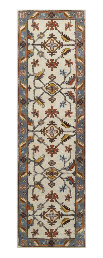 Kashan Cream / Grey  - Hand Tufted Wool Runner Floor Rug