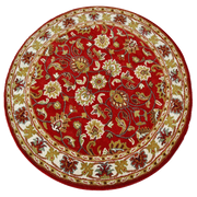 Kashan Red / Cream - Hand Tufted Wool Circular Floor Rug