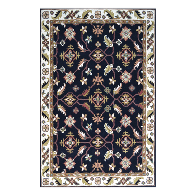 Kashan Black - Hand Tufted Wool Rectangle Floor Rug