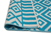  Natural Fibres Angles Aqua and White Outdoor Hand Woven Floor Rug  - 5
