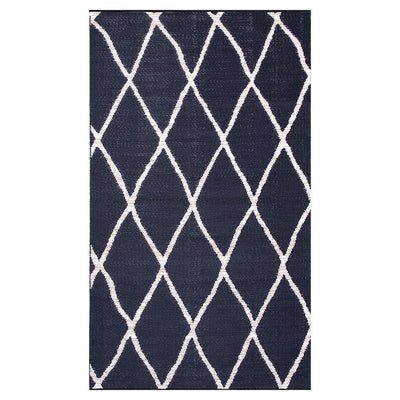  Natural Fibres Nairobi Black and WHITE  Recycled Plastic Indoor Outdoor Hand Woven Floor Rug  - 1