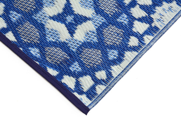  Natural Fibres Kaleidoscope  Blue and White Outdoor Hand Woven Floor Rug  - 3