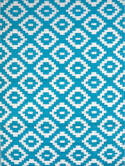  Natural Fibres Diamonds Aqua and White Recycled Plastic Indoor Outdoor Hand Woven Floor Rug  - 2