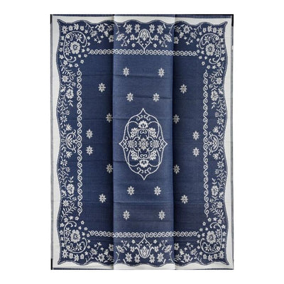 Oriental Blue Indoor Outdoor Washable Recycled Plastic Floor Rug