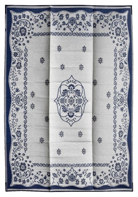 Oriental Blue Indoor Outdoor Washable Recycled Plastic Floor Rug