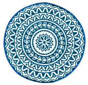 Pushpa Blue and White Round Indoor Outdoor Washable Recycled Plastic Floor Rug
