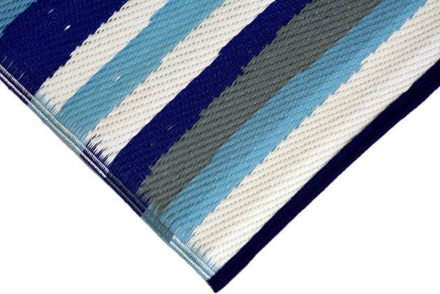 Stripes Blue Outdoor Rug -  - 5