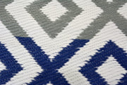  Natural Fibres Angles Blue and Grey Multi Outdoor Hand Woven Floor Rug  - 5