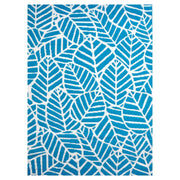  Natural Fibres Leaves Aqua and White Recycled Plastic Indoor Outdoor Hand Woven Floor Rug  - 1