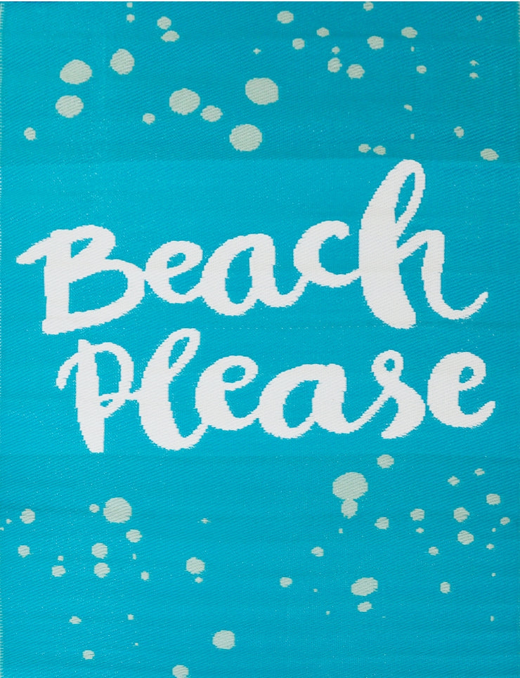 Beach Please Aqua Outdoor Rug -  - 2